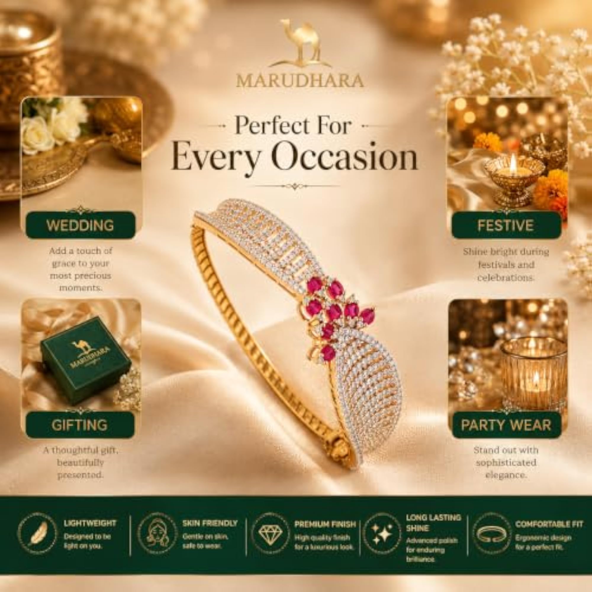 Women's Gold-Plated Bracelet with Ruby Centre Stone