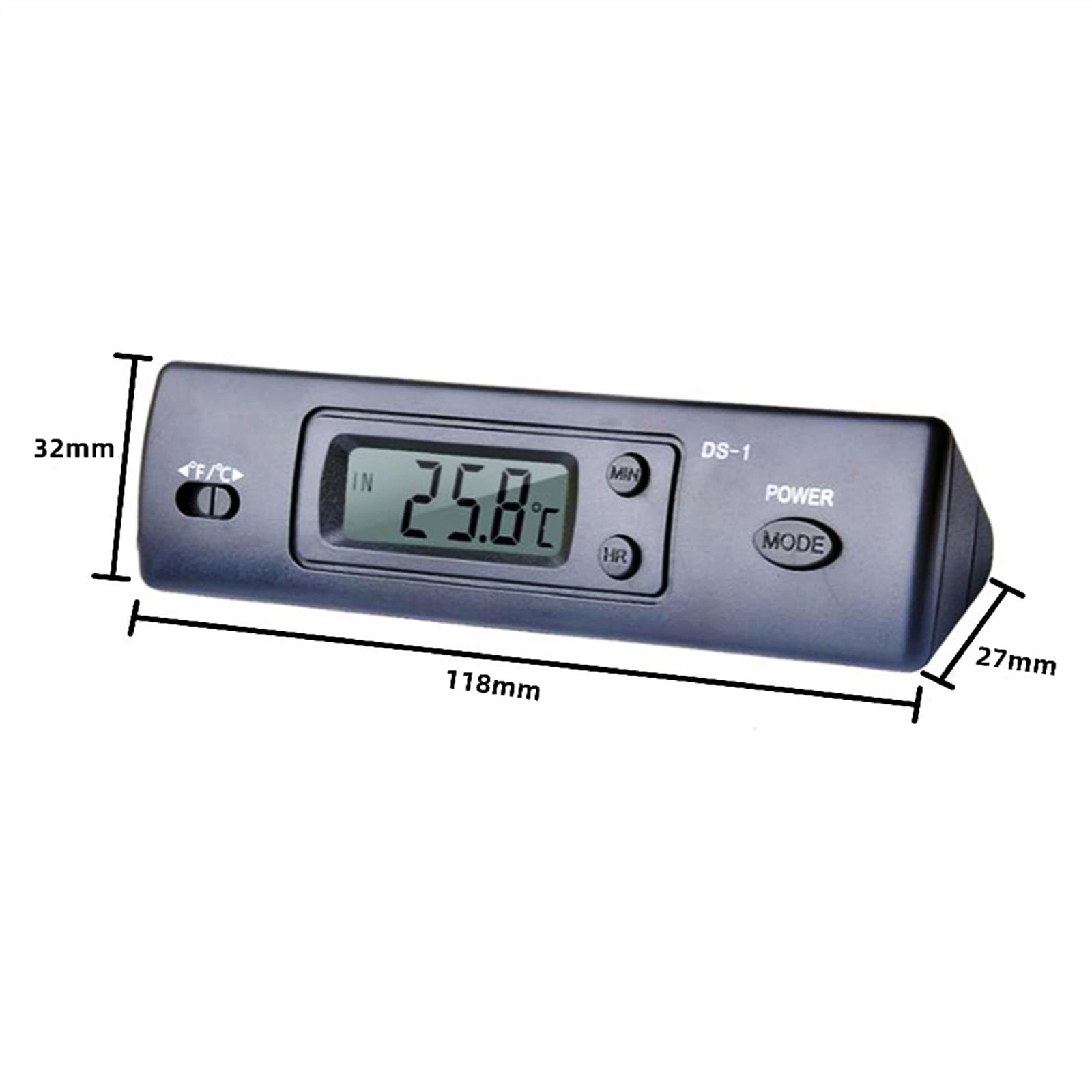 DS-1 termometr samochodowy wyświetlacz LCD C/F zegar czujnik temperatury kontroler termostatu wewnątrz i na zewnątrz z sondą