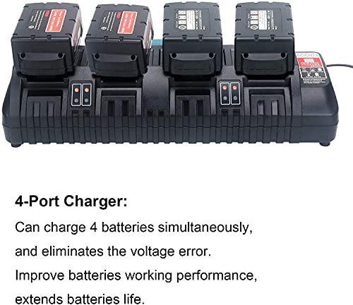 M18 4 Ports Rapid Battery Charger Replacement For Milwaukee M18 18Volts Battery Charger 48-59-1804 Milwaukee 14.4V-18V Xc Lithium Battery 48-11-1850 48-11-1840 48-11-1815 48-11-1828 #TOP3