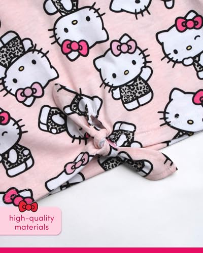Image of Hello Kitty Girls Legging Set - 2 Piece Short Sleeve Graphic Tee Shirt for Girls and Matching Leggings for Kids Clothing Set