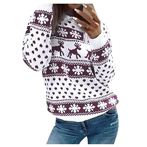 SALUCIA Damen Strickpullover Weihnachten Pullover Rundhals Sweatshirt...