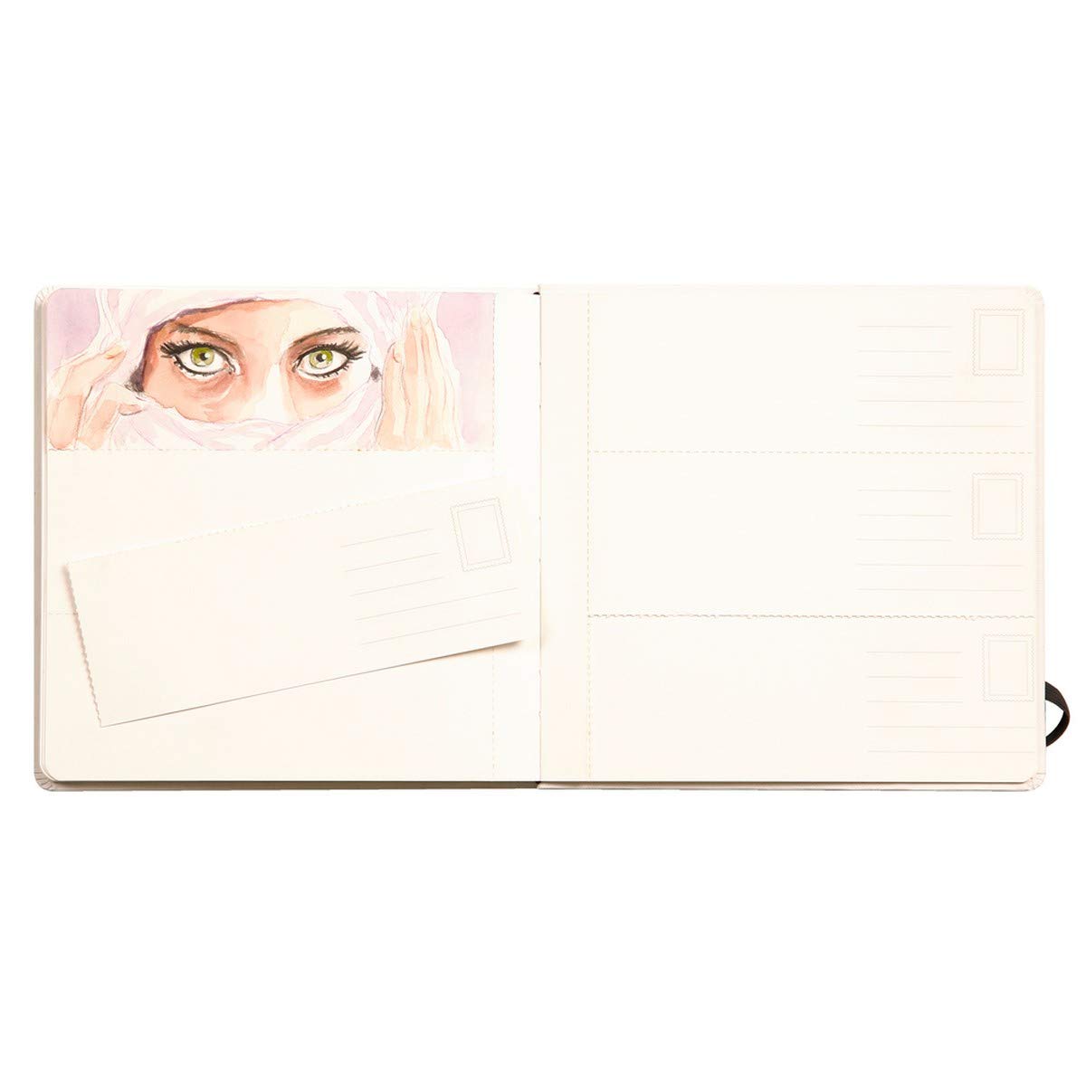 Clairefontaine 975443C - Un carnet cousu de papier dessin Fontaine blanc satiné 24 pages 21x21 cm 300g + 12 cartes postales pré-imprimées