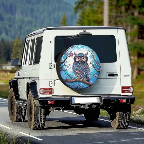 Image of Pensura Spare Tire Covers for Trailer Camper SUV Truck Travel, Cute Owl Pattern Tire Covers Camping Wheel Covers Car Decor, Universal Fits, 14-19 inch