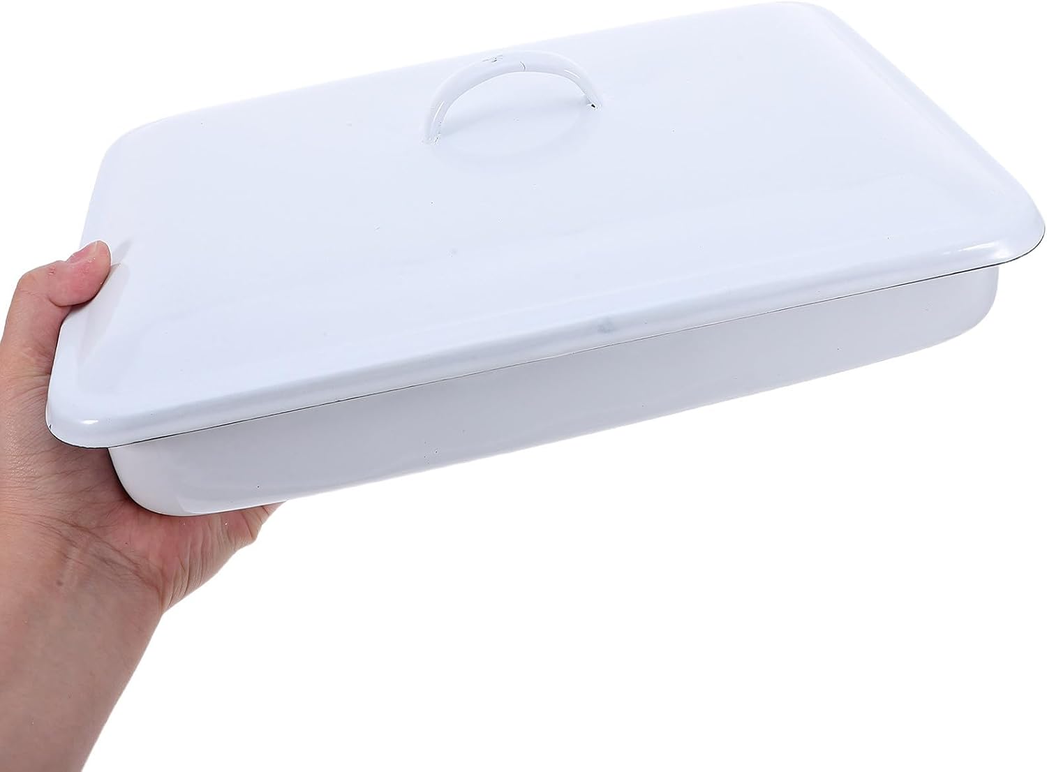 Lab Equipment Tray: Enamelware Rectangular Dissection Tray with Cover - 30x20x5cm Enamel Lab Bench Pan for Classroom Research Facility Use