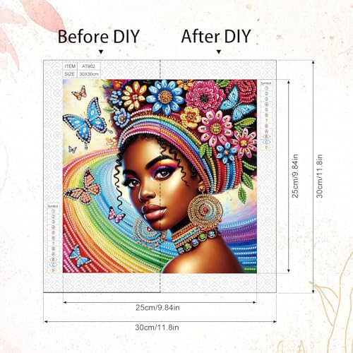 Image of AiYuanzsh 5D Special Shaped Diamond Painting Kit - African American Woman Design, Unique Crystal Rhinestone Diamond Art Set for Beginners and Adults, Perfect for Home Wall Decor and Holiday Gifts