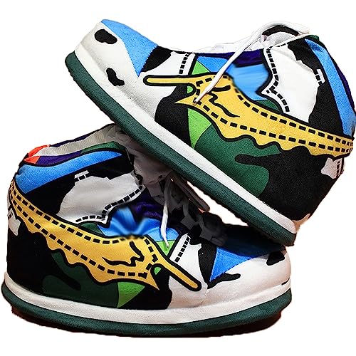 Fluffy Slippers Sneaker Slippers for Women Men Comfy Kicks Winter Warm One Size Suppleness Home Shoes with Anti-skid Rubber Sole