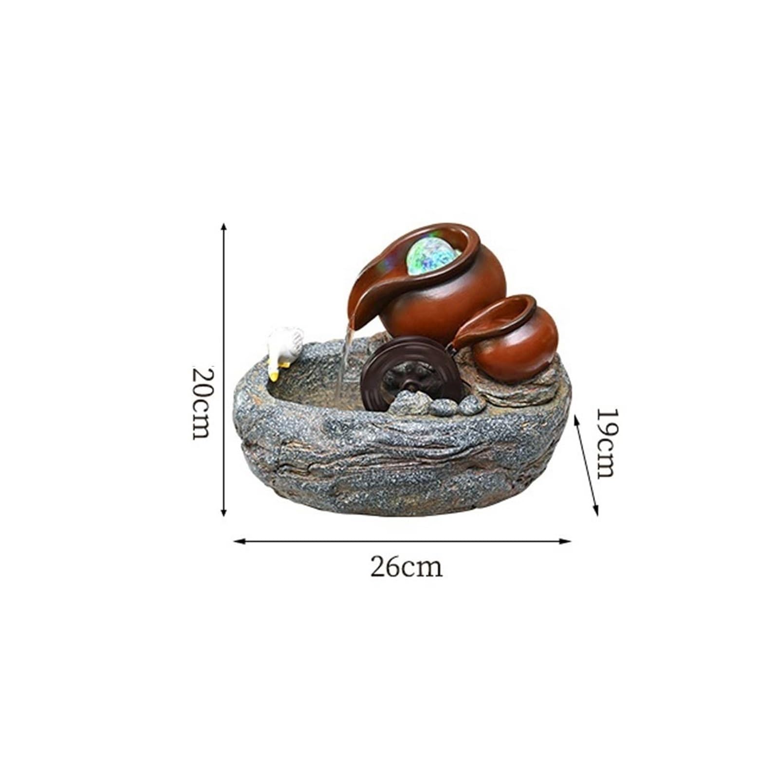 Fuente de Mesa Decorativa para Interior, Fuente de Agua con Cascada, de cerámica, Feng Shui Zen, decoración para salón, Dormitorio, Oficina, 26 x 19 x 20 cm