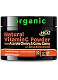 Natural Vitamin C from Organic Acerola Cherry & Camu Camu Powder - High Absorption with Citrus Bioflavonoids - Immune System & Collagen Booster - Anti Aging Skin Vitamins Made in USA 90 servings
