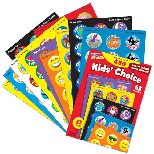 TREND ENTERPRISES: Kids' Choice, Scented Scratch 'N Sniff Stinky Stickers, Fun for Rewards, Incentives, Crafts and as Collectibles, 48 Different Designs, 32 Sheets Included, for Ages 3 and Up