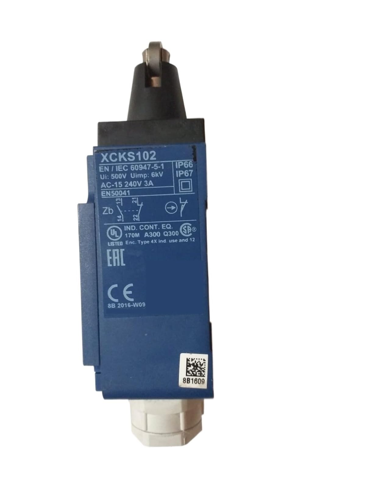 YMUGUEGH XCKS102 limit switch - steel roller plunger - 1NC+1NO - snap action