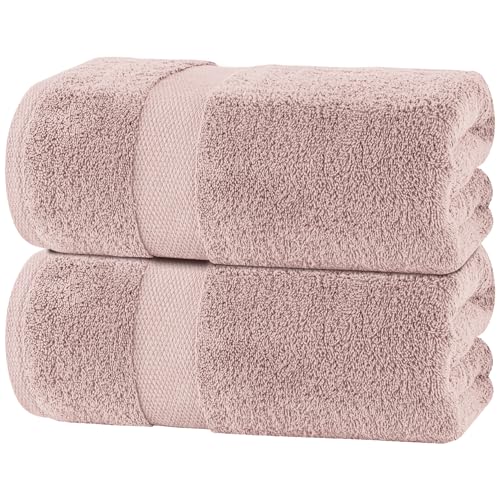 Image of White Classic Luxury Soft Bath Sheet Towels - 650 GSM Cotton Luxury Towels Extra Large 35x70 | Highly Absorbent and Quick Dry | Hotel Quality, Pink, 2 Pack