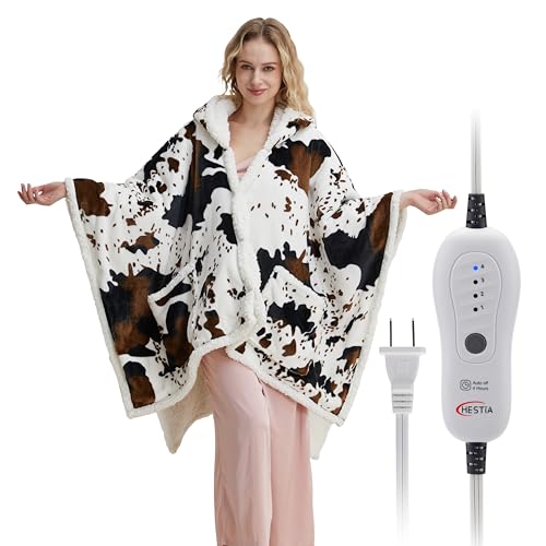 Save 38% on HESTIA Cow Print Wearable Heated Blanket with Auto Shut-Off