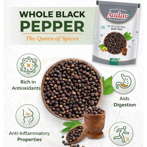 Image of AADAR Whole Black Pepper 100gm + 50g (Kali Mirch) Pouch Pack of 3 (150gm)