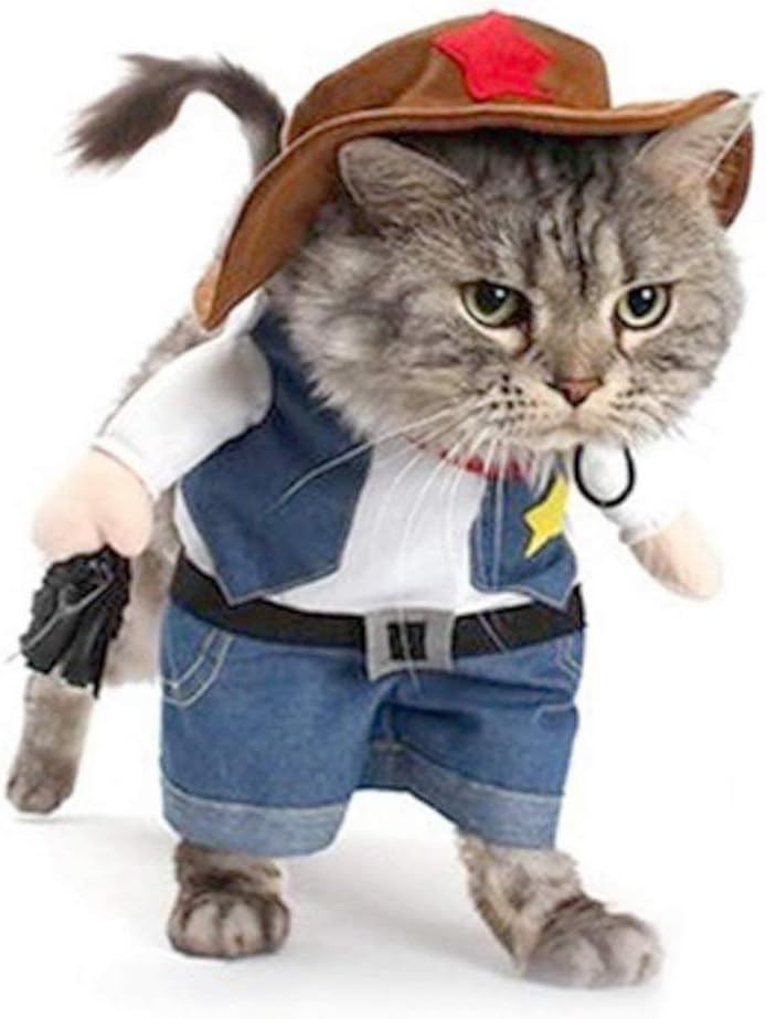 NACOCO Cowboy Dog Costume with Hat Dog Clothes Halloween Costumes for Cat and Small Dog (Cowboy, Medium)