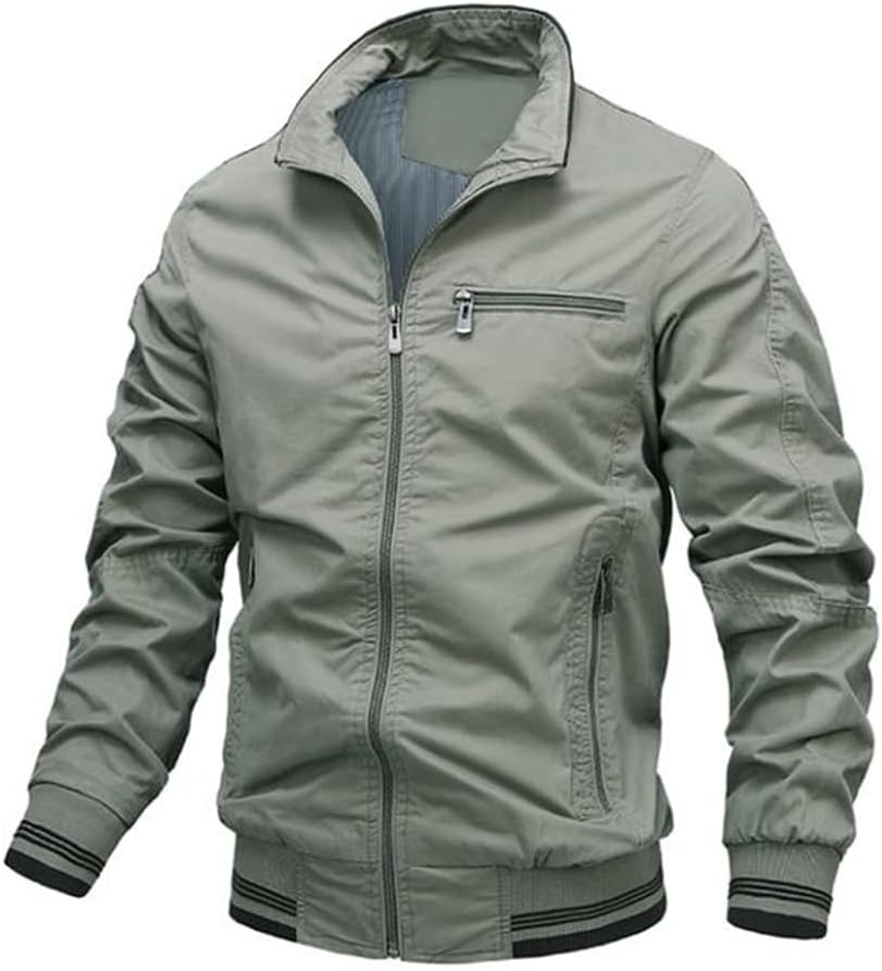 Xingfenly Autumn Jackets Men Washed Cotton Military Bomber Jacket Windbreaker Outwear Casual Cargo Clothing - Trench