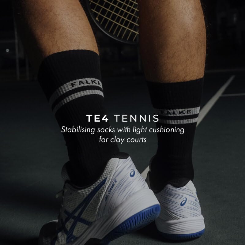 Image of FALKE Men's TE4 Tennis Socks, Crew, Lightweight, Stabilizing, Quick Dry, 1 Pair