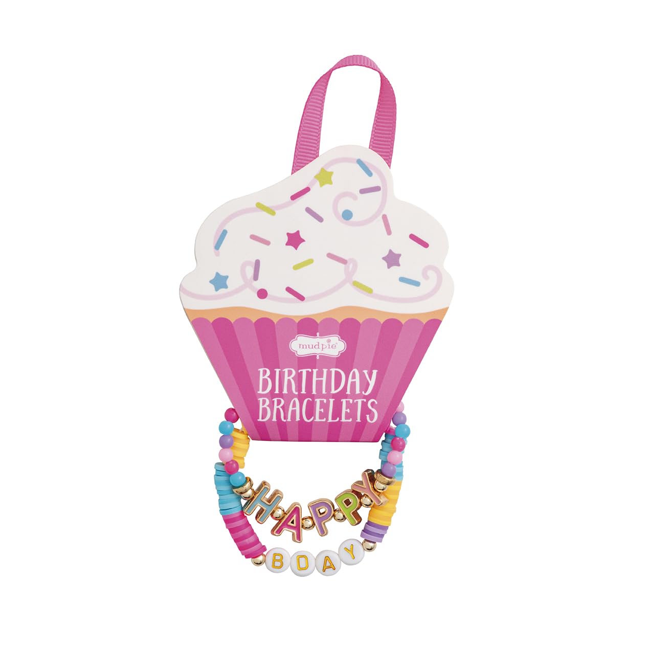 Mud Pie Kids' White Cupcake Birthday Bracelet Set