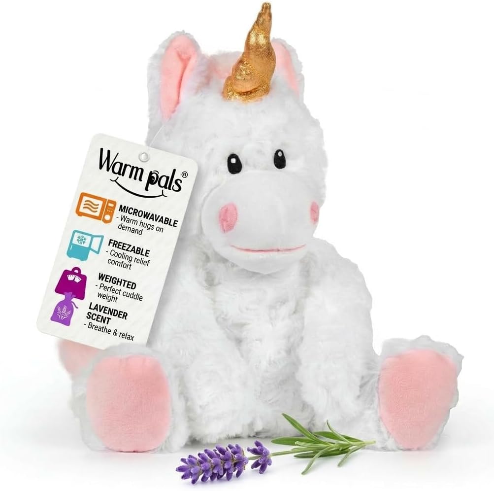 Magical White Unicorn - Microwavable & Weighted Plush Stuffed Animal - Heated Plushie for Warmth - Cute, Soft, Cozy Toy for Adults & Children (Boys, Girls, & Toddlers) by Warm Pals