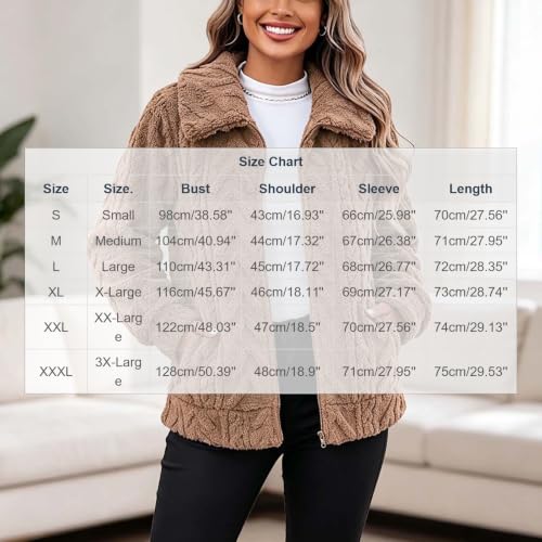 Cethrio Checkered Sherpa Jacket Sherpa Jacket Women Collared Full Zip Fleece Jackets Winter Fuzzy Outwear Fall Outfits 2026 Chaquetas De Mujer Elegantes Plus Size Capsule Wardrobe - image 4