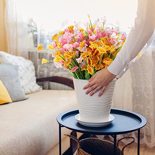 50 Bundles Artificial Flowers For Outdoors Uv Resistant Fake Flowers Bulk Silk No Fade Outdoor Plastic Artificial Plants For Garden Porch Window Box Decor, 7 Colors #TOP4