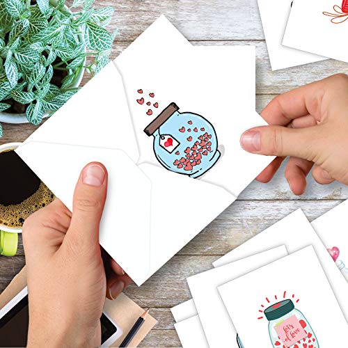 The Best Card Company - 20 Cute Boxed Cards (4 X 5.12 Inch) - Assorted Blank Set (10 Designs, 2 Each) - Love Jar Am3183Ocb-B2X10 #TOP5