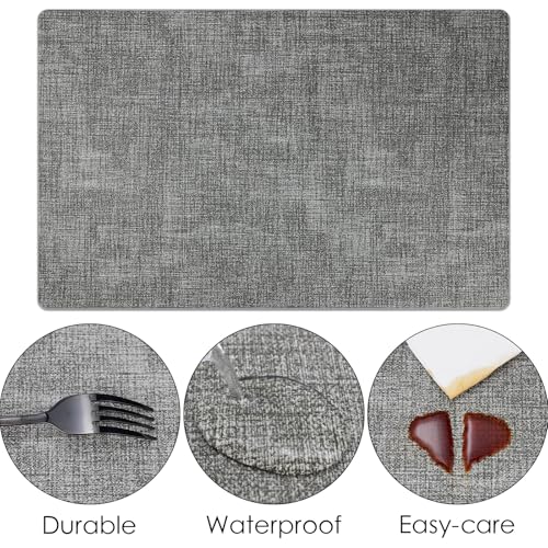 Bazasa Placemats Set of 6 Faux Leather Heat Resistant Tables Mats Waterproof Oilproof Wipeable Reversible Anti-Slip Place Mats for Kitchen/Dining/Party/Outdoor 11.8" x 16.9", Light Gray Bazasa Placemats Set of 6 Faux Leather Heat Resistant Tables Mats Waterproof Oilproof Wipeable Reversible Anti-Slip Place Mats for Kitchen/Dining/Party/Outdoor 11.8" x 16.9", Light Gray - Image 5