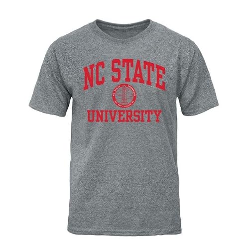 Image of Barnesmith Short Sleeve T-Shirt, Cotton Poly Blend, Unisex, Heritage Logo, Grey, NCAA Colleges, Nc State Wolfpack - Charcoal Grey, XXL