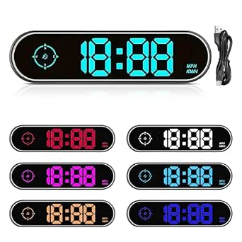 JOJOCY Digital Universal MPH Speedometer for Cars, 7 Color Options, Large Screen Display with Over Speed Alarm & Fatigued Driving Alert, Clock & Compass Function