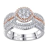 Newshe Engagement Rings for Women Wedding Ring Sets 925 Sterling Silver Cz 1.7Ct Rose Gold Size 8