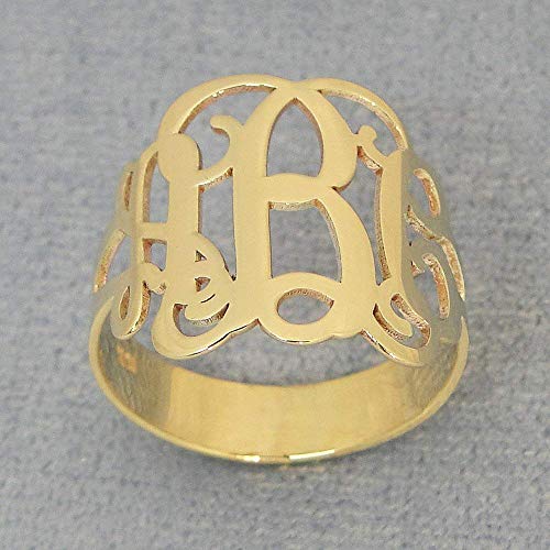 3 Initial Monogram Ring Solid 10k Yellow Gold Personalized Monogrammed Jewelry 3 Initial Monogram Ring Solid 10k Yellow Gold Personalized Monogrammed Jewelry