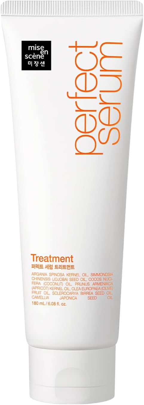 Mise en Scene Perfect Serum Treatment 180ml - Gentle Hair Oil with Coconut Oil, and Jojoba Oil for Adults - Restorative Formula for Damaged, Dyed Hair - Enhanced Strength, Elasticity, and Nourishment