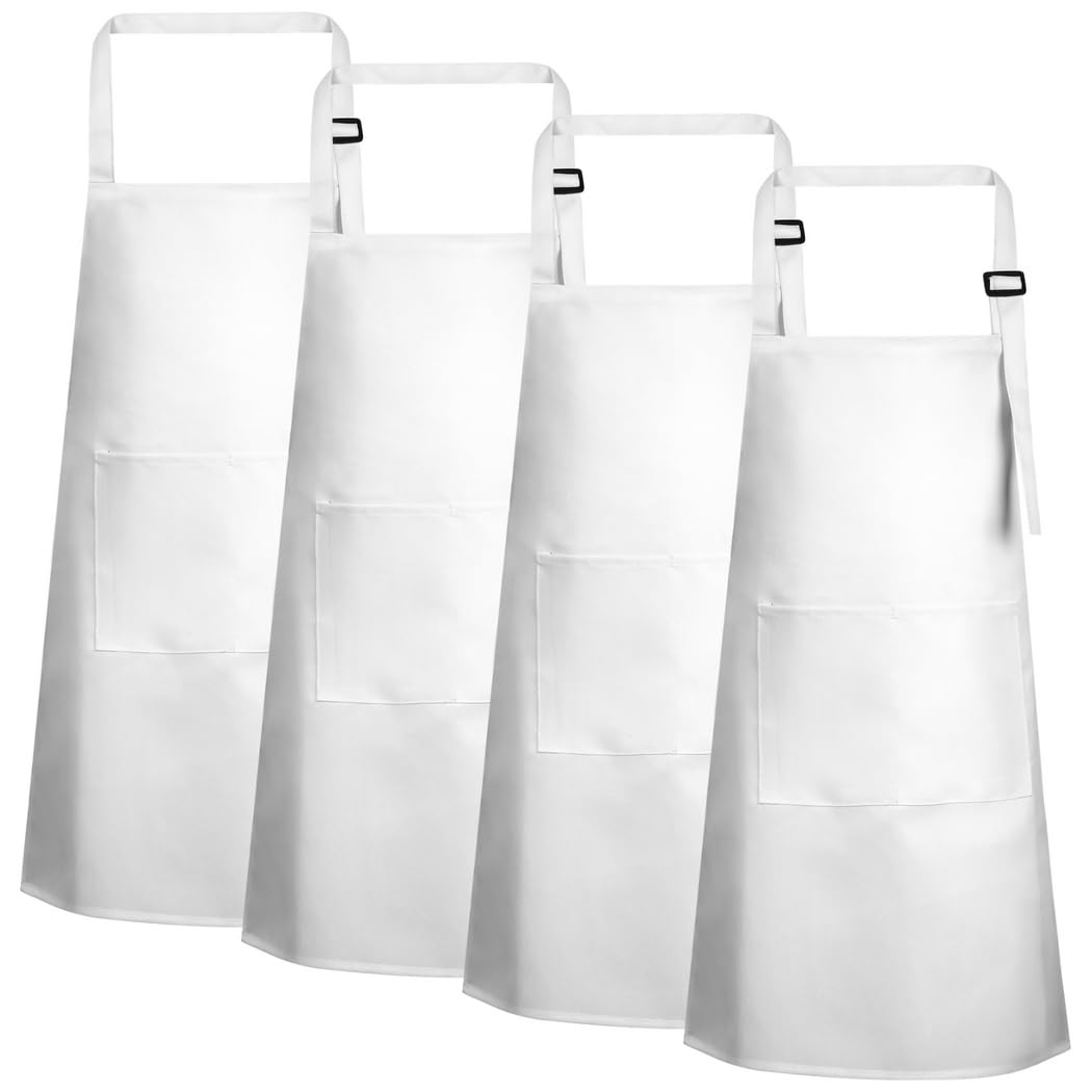 4 Stk. Kinder-Schürzen mit Taschen, verstellbare Kochschürzen für Jungen und Mädchen von 3 bis 6 Jahren, atmungsaktive Kleinkindschürzen zum Kochen, Backen und Malen