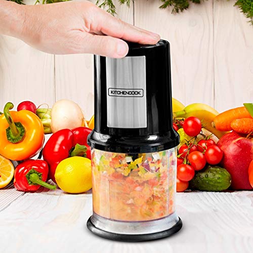 Kitchencook - Mini Hachoir électrique 500ml - 2 Lames En Acier Inoxydable - Bol Gradué - Vitesse Rotation 27000trs/min