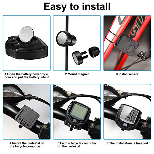 2 Pack Multi-Functions Bicycle Speedometer Wireless Bike Odometer Waterproof Cycle Computer with LCD Display for Outdoor Cycling Real-time Speed Tracking