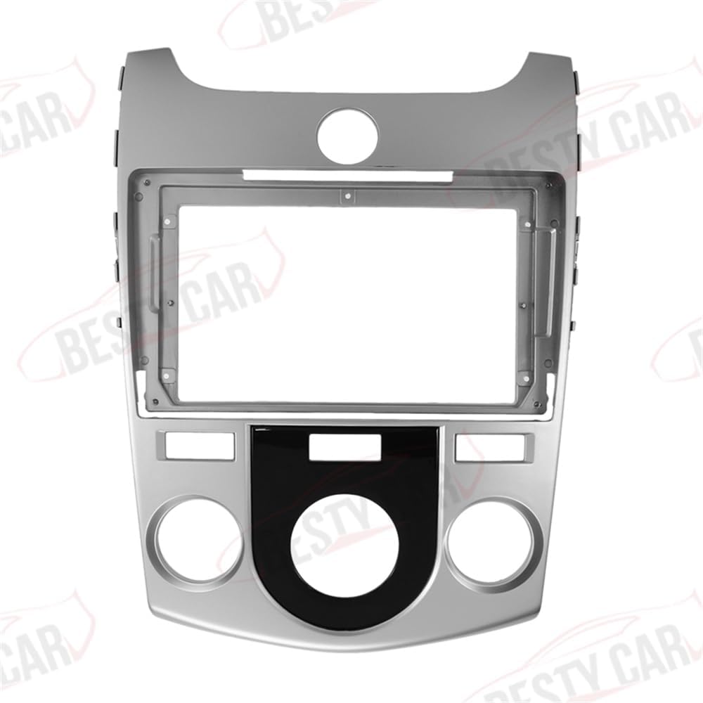 Fits for KIA Forte Cerato 2008-2013 Manual AC Silver Car Radio Stereo Fascia Frame Double DIN 9 inch Dash Installation Mounting Kit
