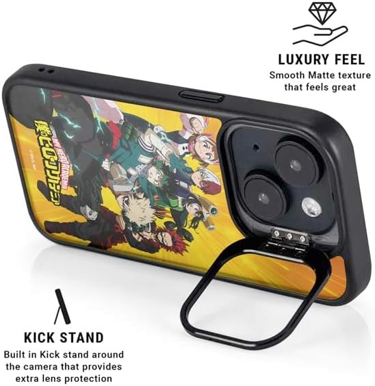 Skinit Kickstand Phone Case Compatible with iPhone 15 - Officially Licensed My Hero Academia Deku and Baku Team Season 6 Design