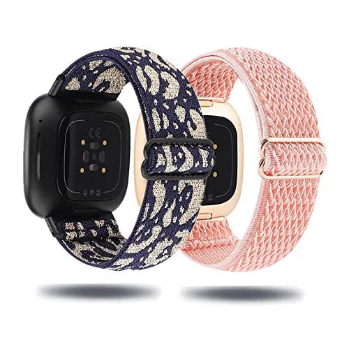 Pack of 2 wristbands for Fitbit Versa 3 wristband/Fitbit Sense bracelet, fabric nylon solo loop