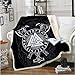 JSDGJSG Couvertures et Plaids Sherpa Throw Blanket,Flanelle Couverture Polaire Tatouage Viking imprimée en 3D, Couverture en Peluche Noire et Blanche, 130x150cm