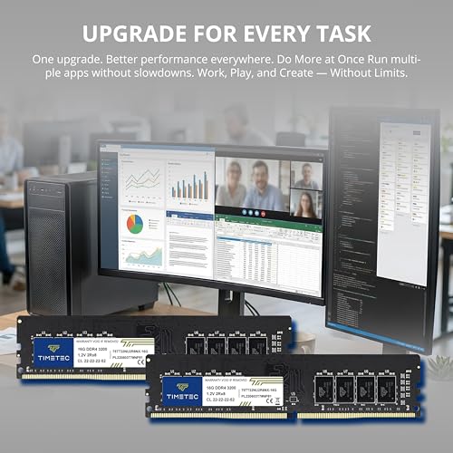 Image of Timetec 16GB DDR4 3200MHz (PC4-3200AA) PC4-25600 UDIMM Desktop RAM - 288-Pin 1.2V CL22 Non-ECC Unbuffered DIMM Memory Module Upgrade