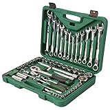 LFGUD 61-Piece Chrome Vanadium Steel Wrench Set, Complete Varieties, Efficient Ratchet, Wide Application, Warranty