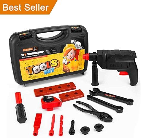   HALOFUN Durable Kids Tool Set with Cordless Drill, Toolbox Birthday Gift toys for Boys & girls