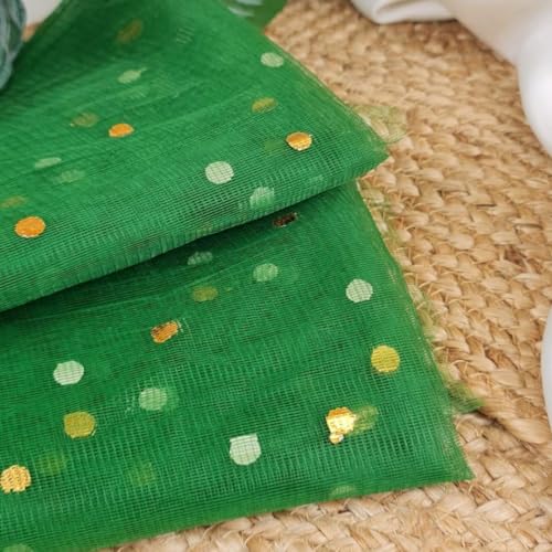 Image of SATYAM KRAFT 10 Meter Multipurpose Net Fabric Cloth for Birthday, Wedding, Valentine, Party, Event, Stage Backdrop, Pooja Background, Tent, Mandap & Festive Decoration Item (Green)