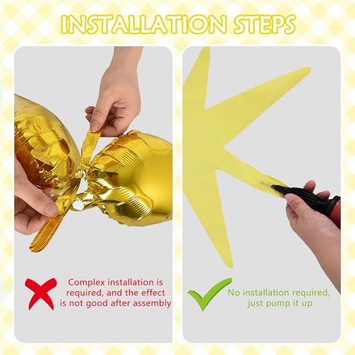 Image of TONIFUL 4 Pcs Explosion Star Balloons Pastel Yellow Foil Party Balloon | Large Mylar Star Balloon for Sunflower Girls' Birthday Bridal Shower Baby Shower Spring Lemon Garden Picnic Party Supplies