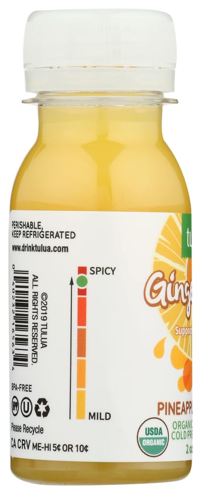Tulua Ginger Shots - Organic Cold Pressed Ginger and Pineapple Juice, 12-Pack