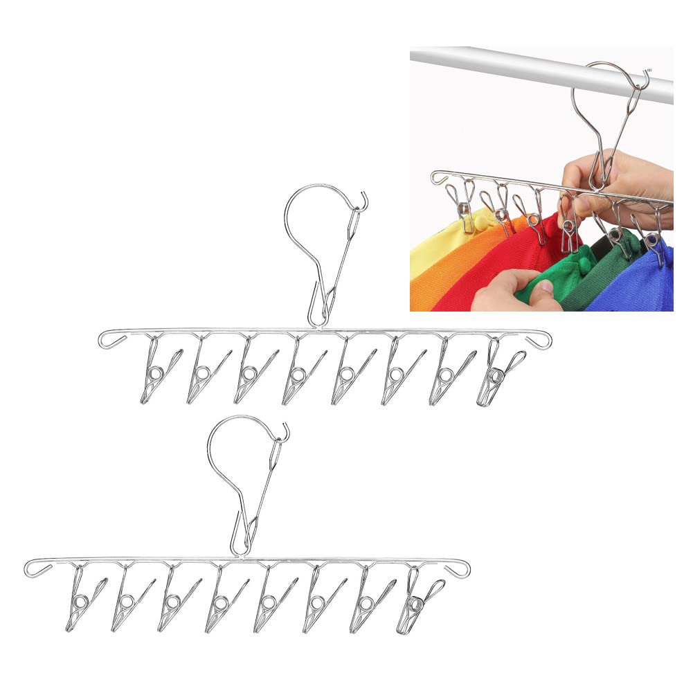 2 Pezzi Porta Cappelli da Armadio, Organizer per Cappelli, Berretto Organizer Hanger con 16 Clip, Senza Installazione, Salvaspazio, per Cappellil Guanti Accessori Asciuga Calzini