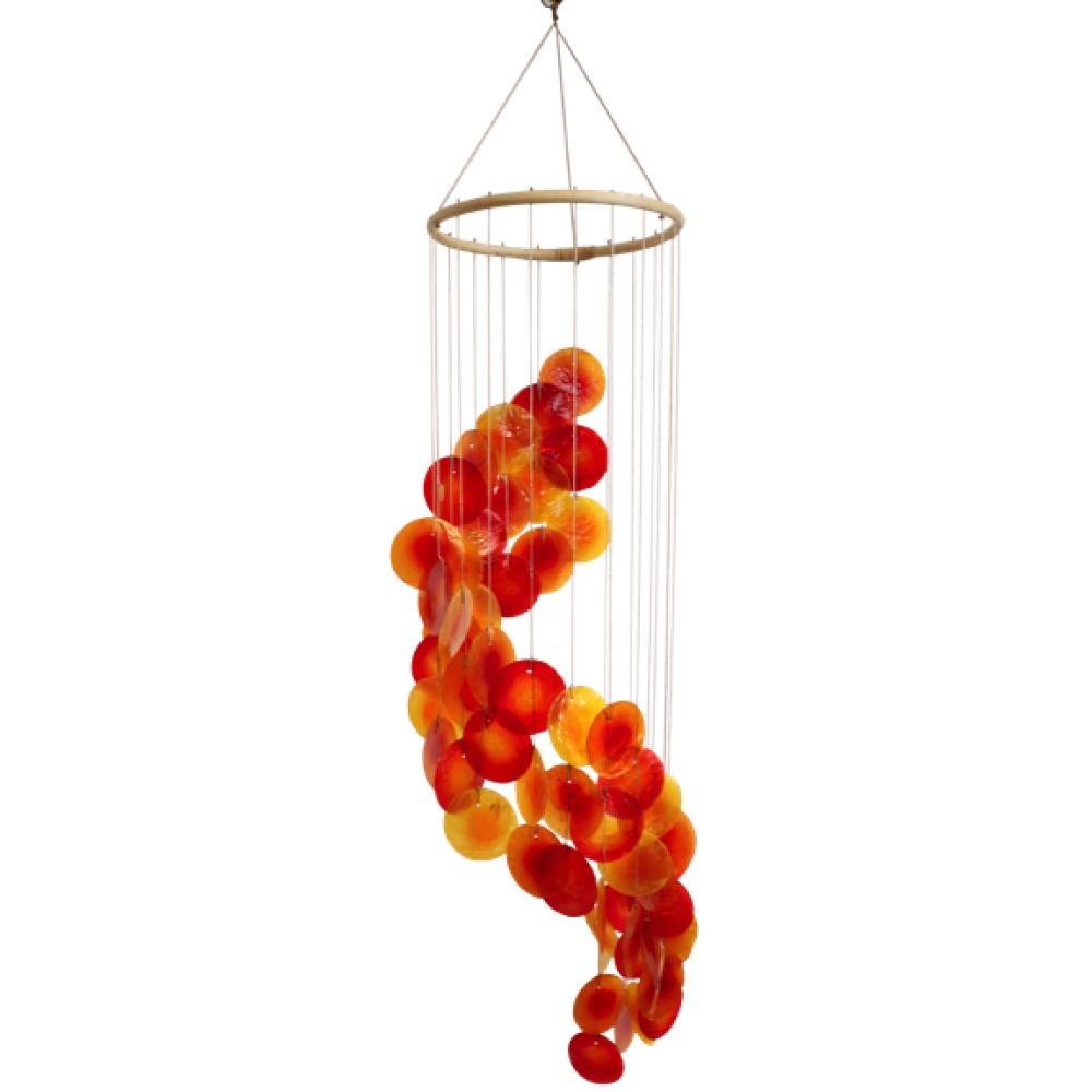Mobile coquillages - Jaune Orange et Rouge - Spirale - 80 cm