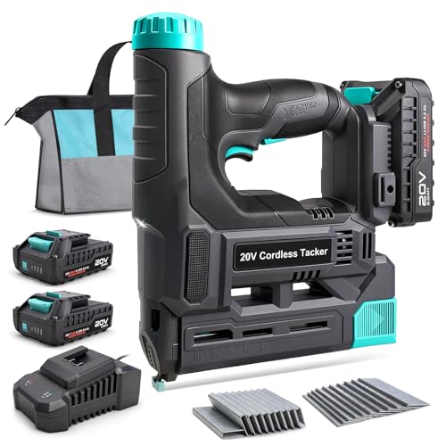 Image of BLUEMARS 20V Cordless Brad Nailer and Staple Gun, 2x2.0Ah Batteries, 2.4A Charger, 1000pcs 18 Gauge Nails & Staples, Electric, 6 Depth Adjustment, for Upholstery Woodworking