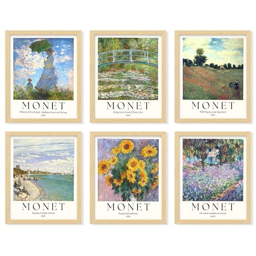 La Mejor Selección de Litografías los mejores 5. 42 Póster de Monet - Arte de Pared, Impresiones de Lirios de Agua, Obras para Paredes, Carteles de Arte Famosos de Claude, Pinturas Clásicas al Óleo, Imágenes de Decoración