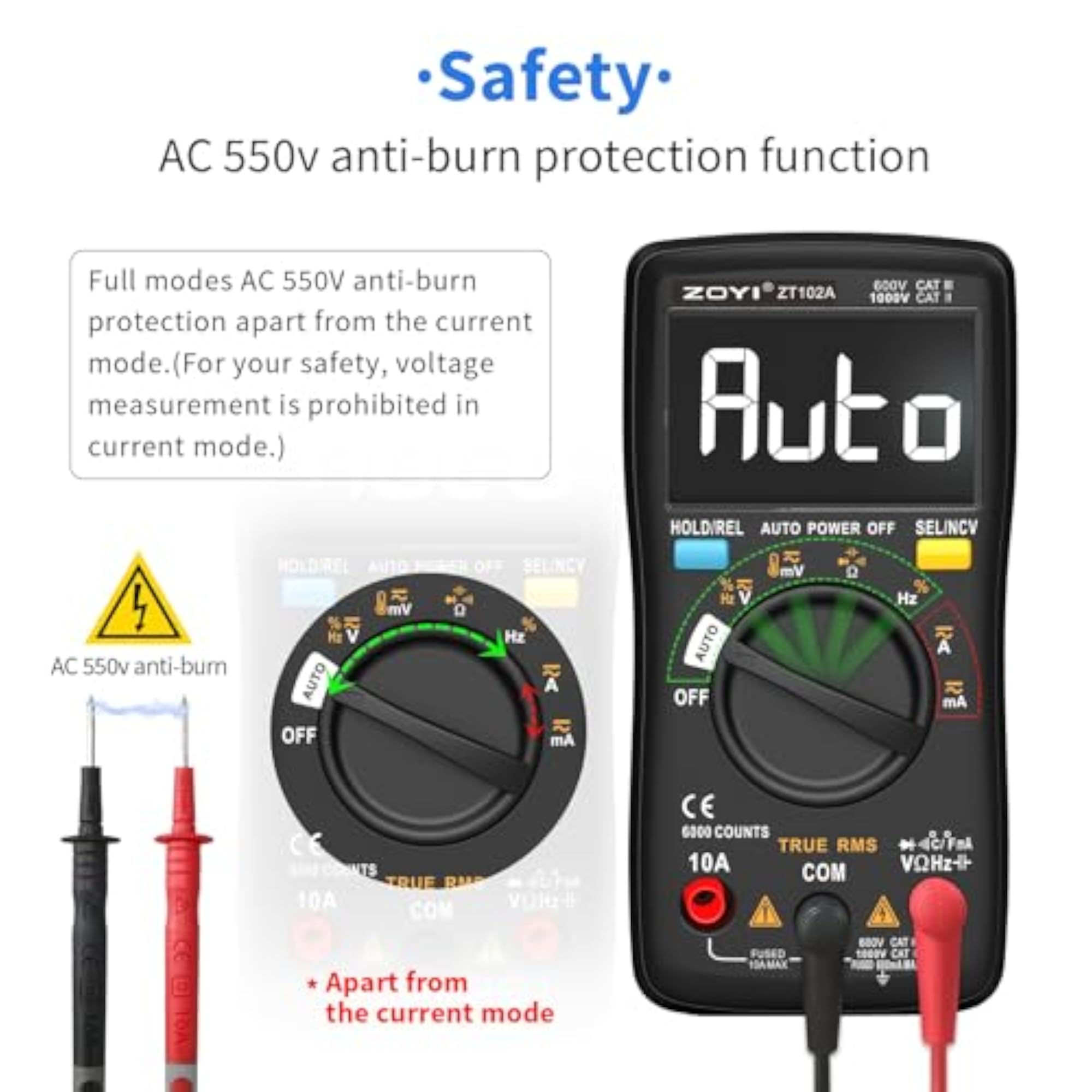 ZT-102A Digital Multimeter - RMS, Auto-Ranging