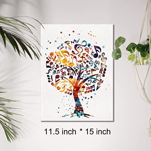 Jerloe Watercolor Music Tree Canvas Wall Art Treble Clef Art Canvas Print Painting Music Room Wall Decor Framed Musician Gift 12X15 Inch thumb #1